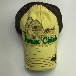John Deere Womens Hat Farm Chick Yellow Tractor OS